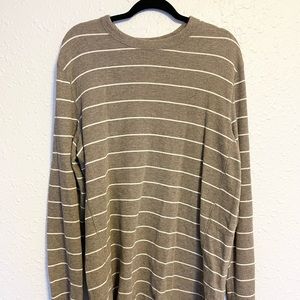 EDDIE BAUER Men’s Tall Tan and White Striped Thermal Long Sleeve